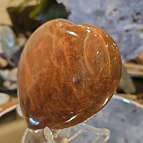 Peach Moonstone Heart- Huge 4.5" x 4.2" and 1.7 pounds